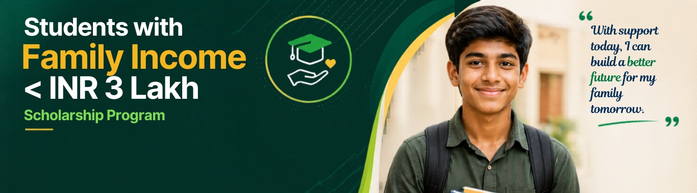 Scholarship for Students with Family Income < INR 3 Lakh